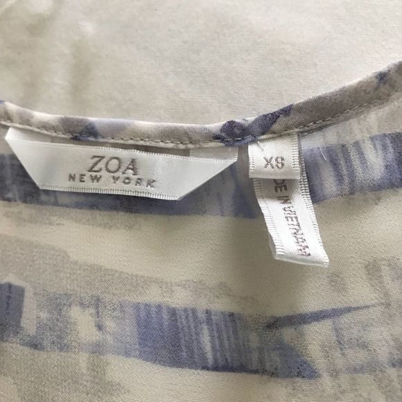 Zia New York XS White Blue Sheer Sleeveless Top - Picture 4 of 5